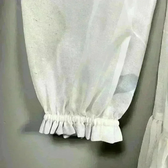 ARITZIA WILFRED Tempest Mini Dress Sheer Tiered Smocked Bodice Women Medium - Picture 10 of 12